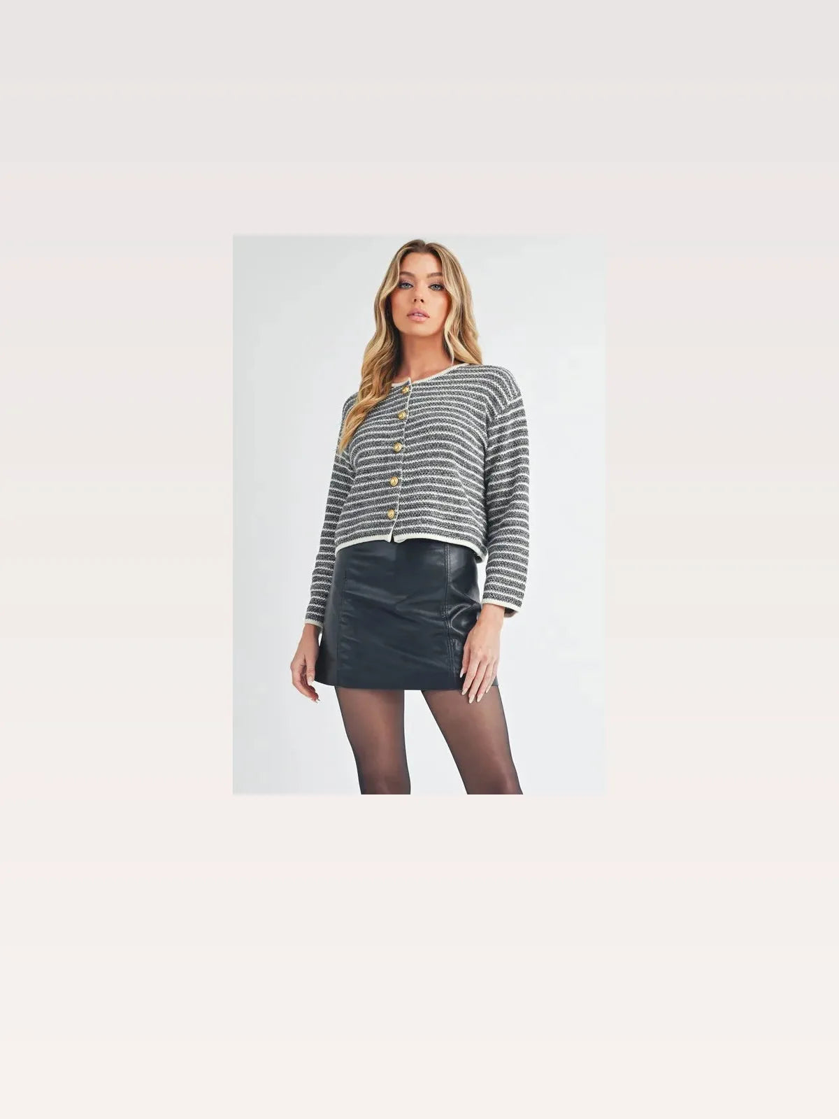 Elegant Striped Button-Down Cardigan