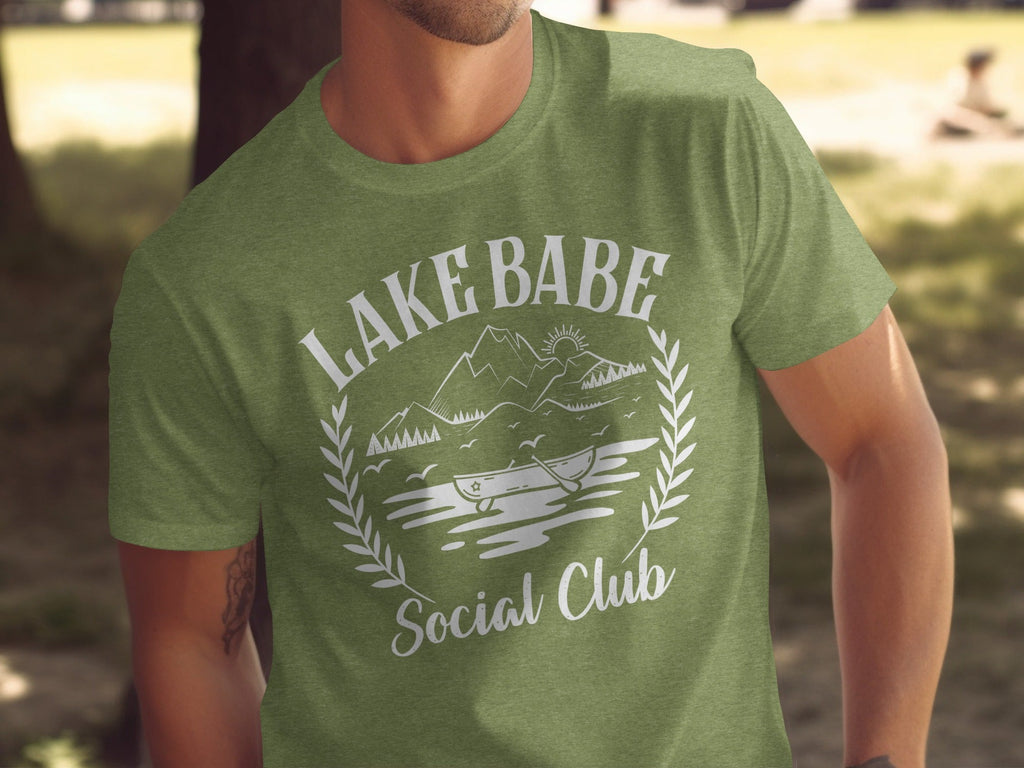 Lake Babe Social Club Mountains and Boat Graphic T-Shirt