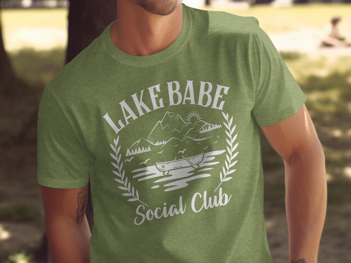 Lake Babe Social Club Mountains and Boat Graphic T-Shirt