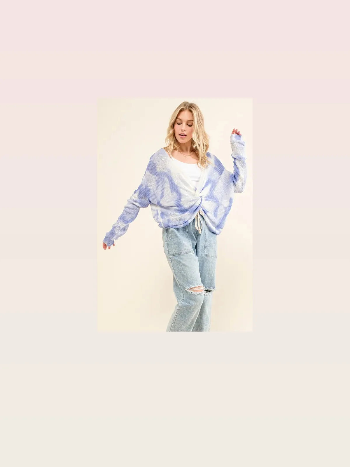 Stylish Blue Tie Dye Twisted Sweater: Perfect for Casual Chic Looks