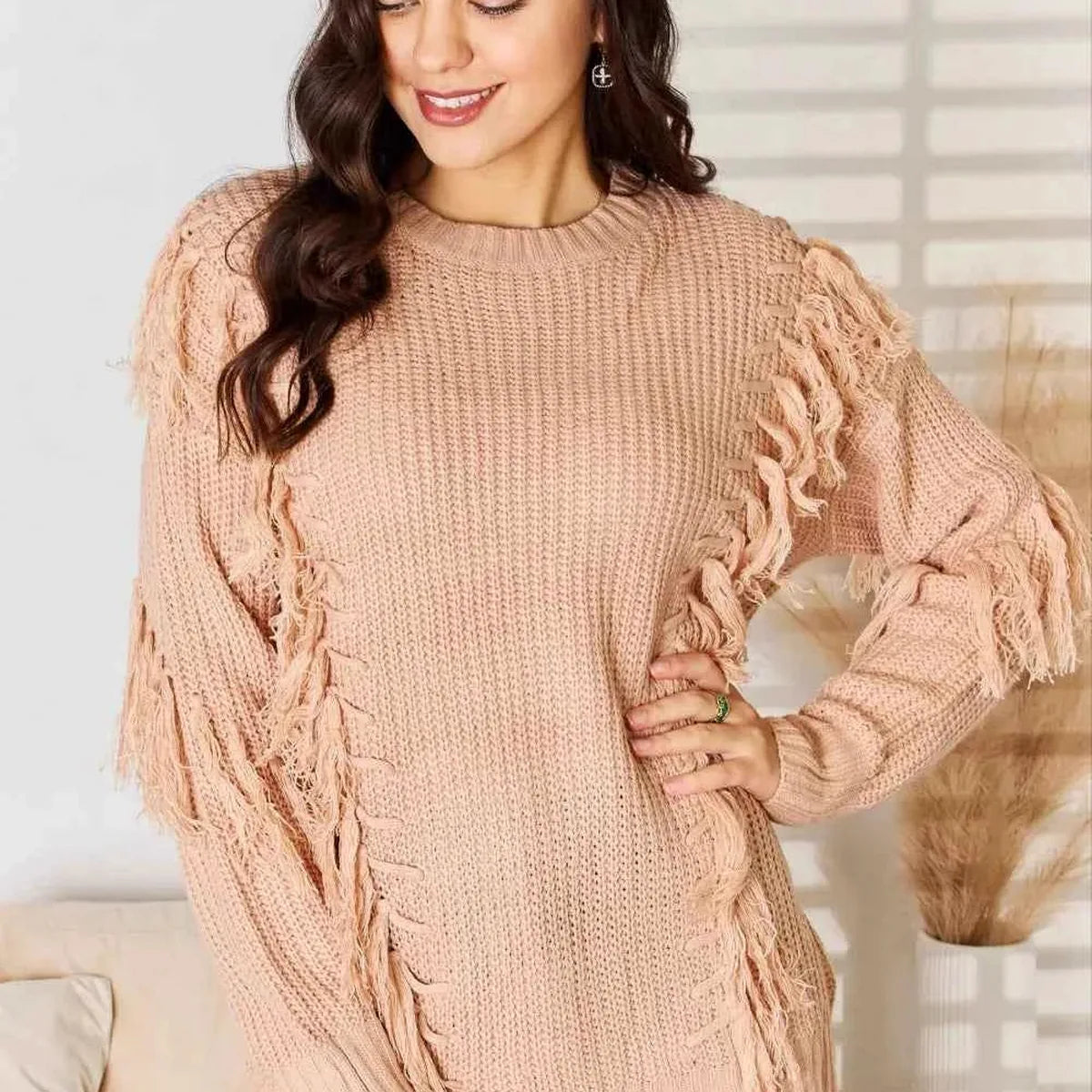 Tassel Detail Long Sleeve Sweater