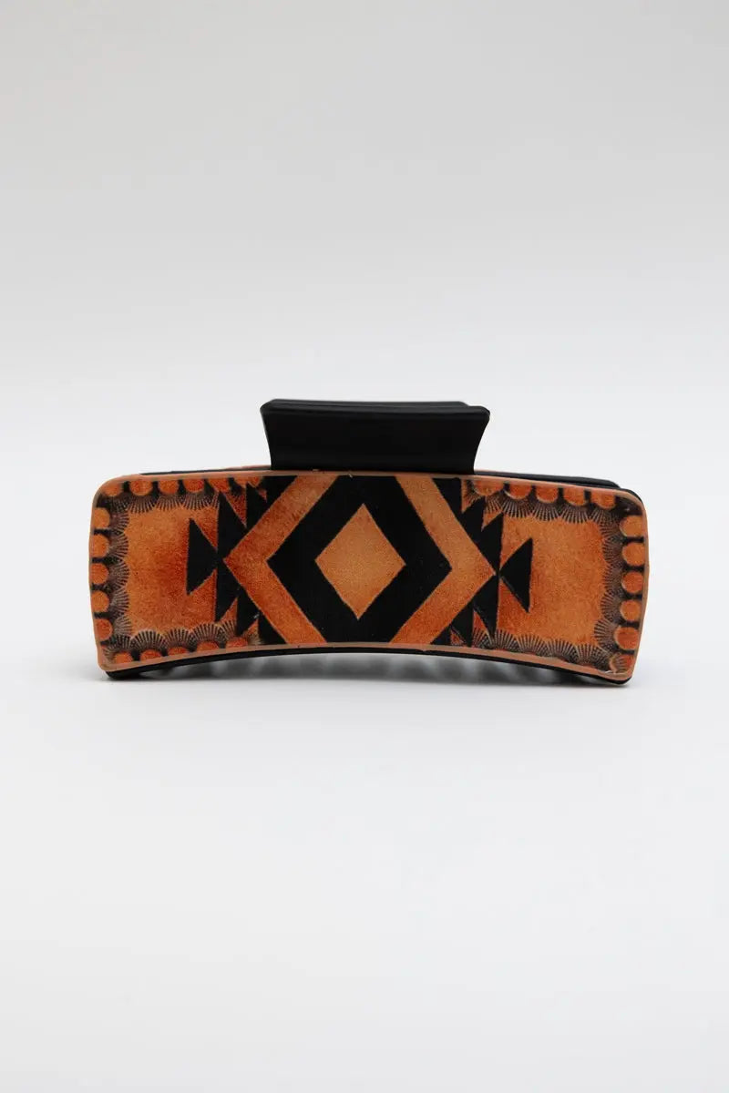 Aztec Sunset Hair Claw Clip – Bold Geometric Tribal Design 🌸