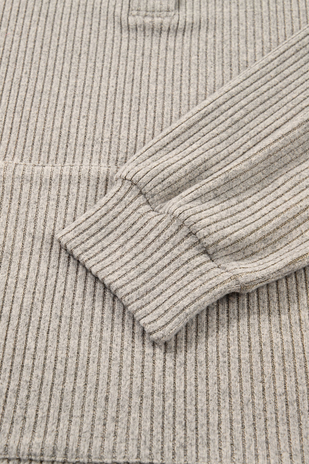 Plus Size Ribbed Knit Kangaroo Pocket Henley Top