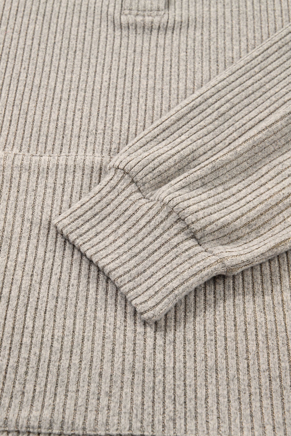 Plus Size Ribbed Knit Kangaroo Pocket Henley Top