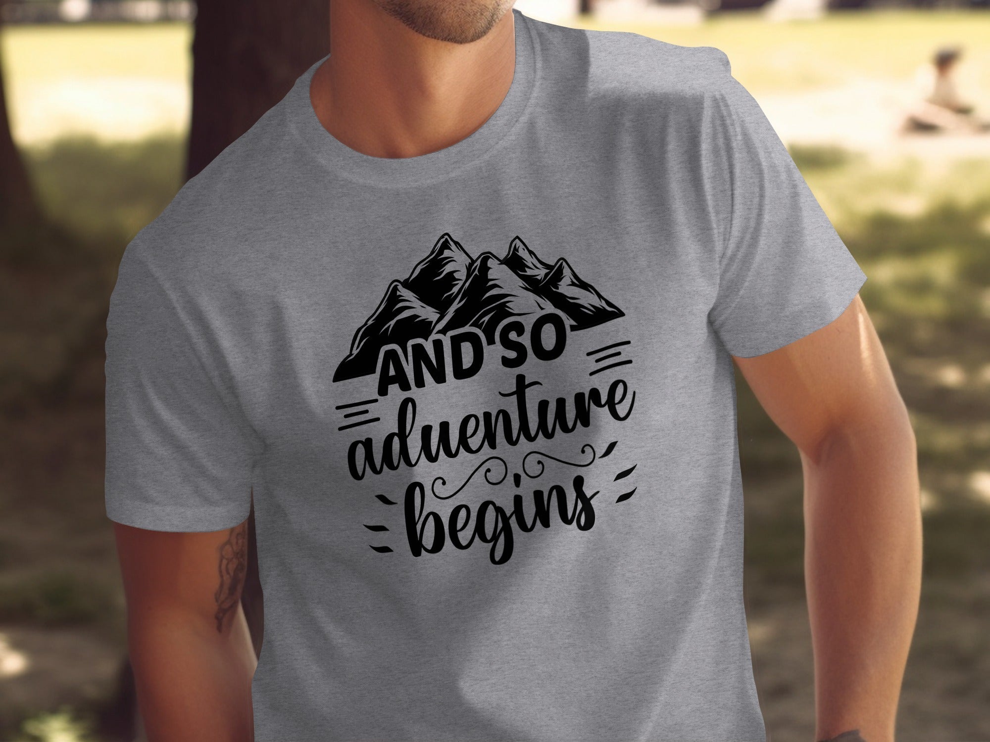 And So Adventure Begins Mountain Theme Graphic T-Shirt