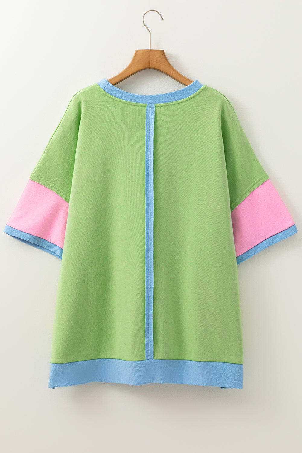 Plus Size Colorblock Raw Edge Short Sleeve T-Shirt