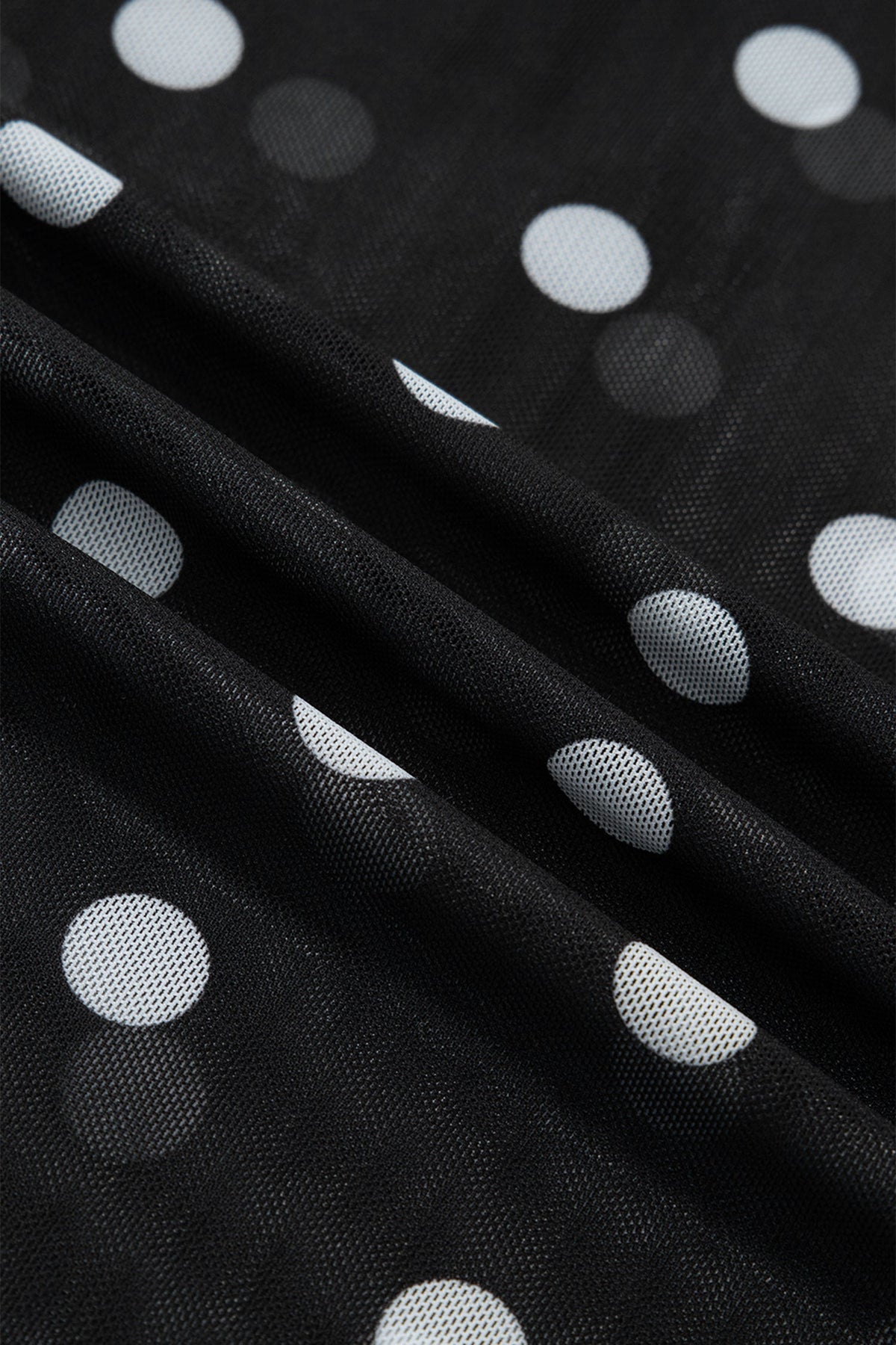Plus Size Polka Dot Mesh Mock Neck Top