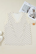 Plus Size Polka Dot Lace V-Neck Sleeveless Top