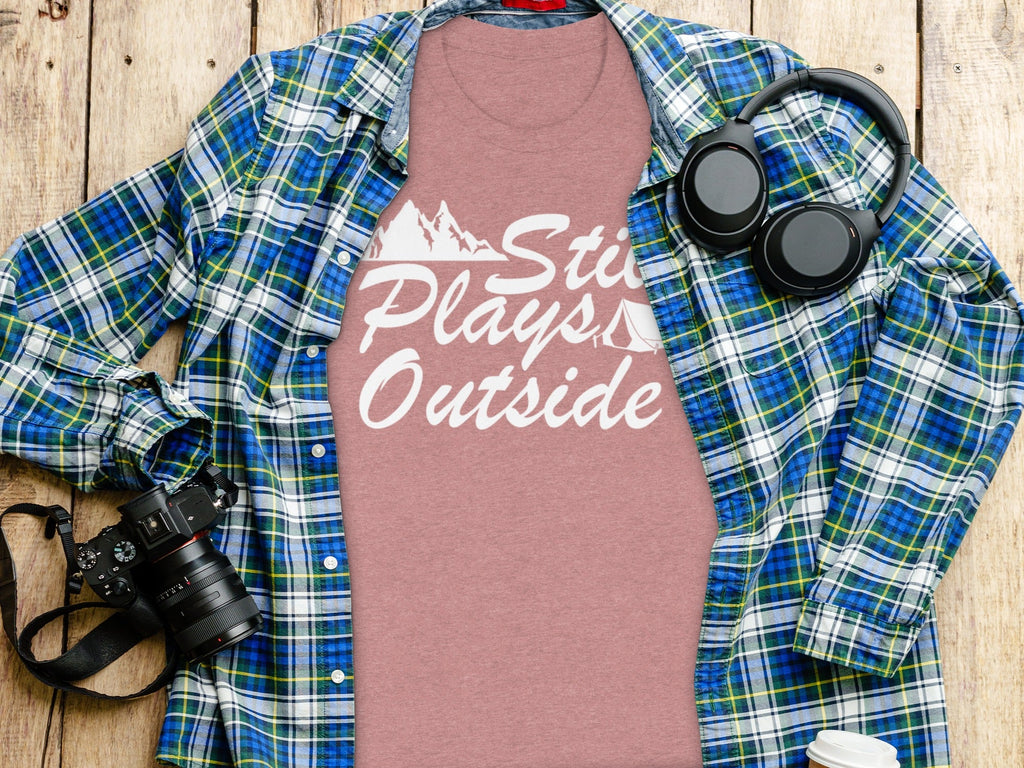 Still Plays Outside With Mountain Tent Graphic T-Shirt