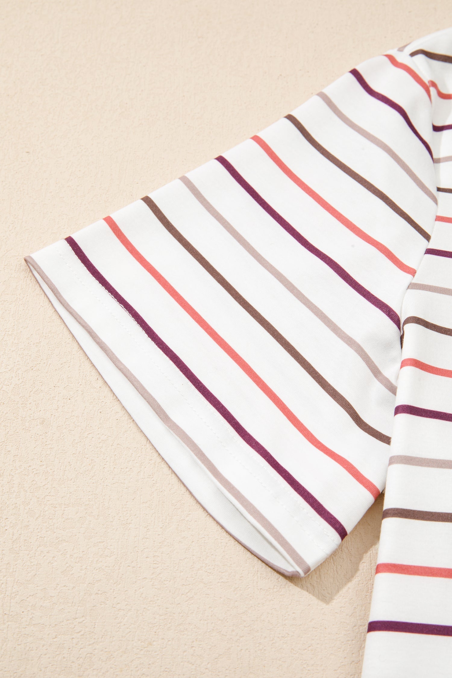 Plus Size Stripe V-Neck Short Sleeve Tee