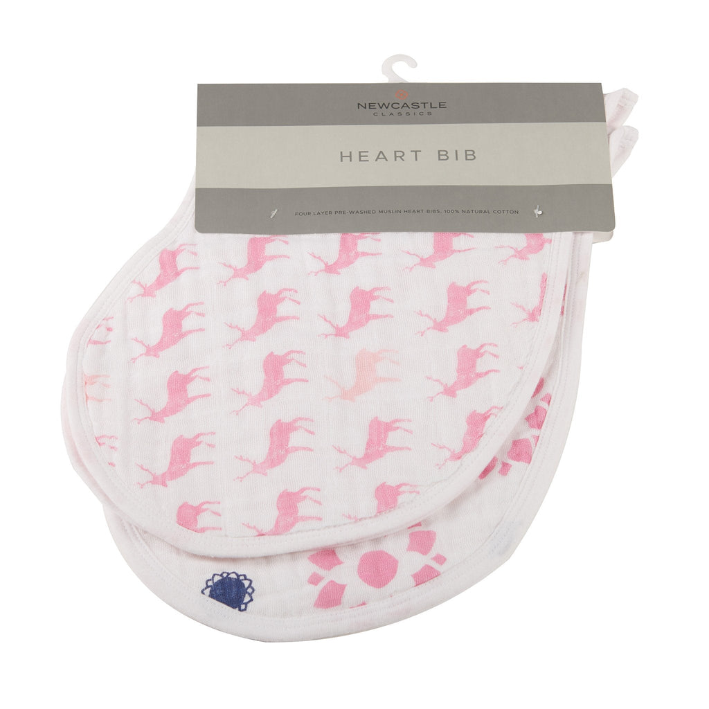 Baby Cotton Muslin Heart Bibs 2 Pack Absorbent For Newborns