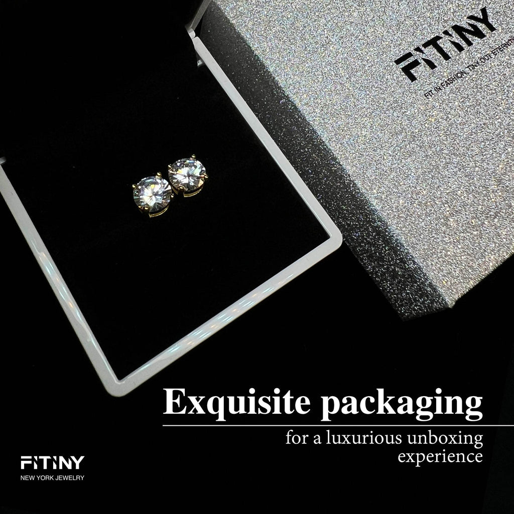 S925 Magnetic Moissanite / CZ Stud Earrings for Men Women, 1ct 6.5mm 4-Prong Round Cut, Inlaid Magnetic Earrings Non-Piercing Clip On Stud Earring