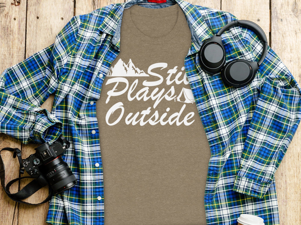 Still Plays Outside With Mountain Tent Graphic T-Shirt