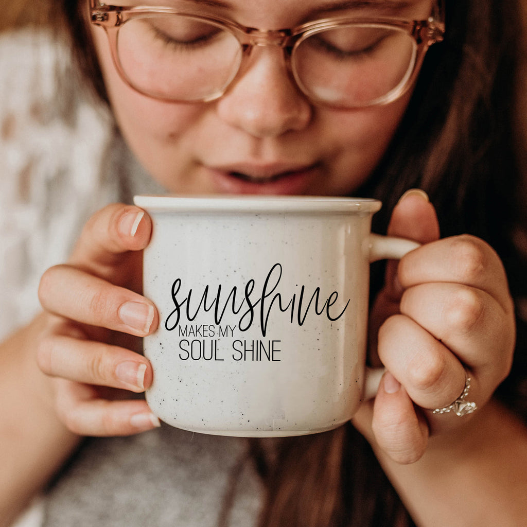 Sunshine 14.5oz Ceramic Campfire Style Mug White 14.5 Oz Rustic Camping Coffee Tea Cup Gift