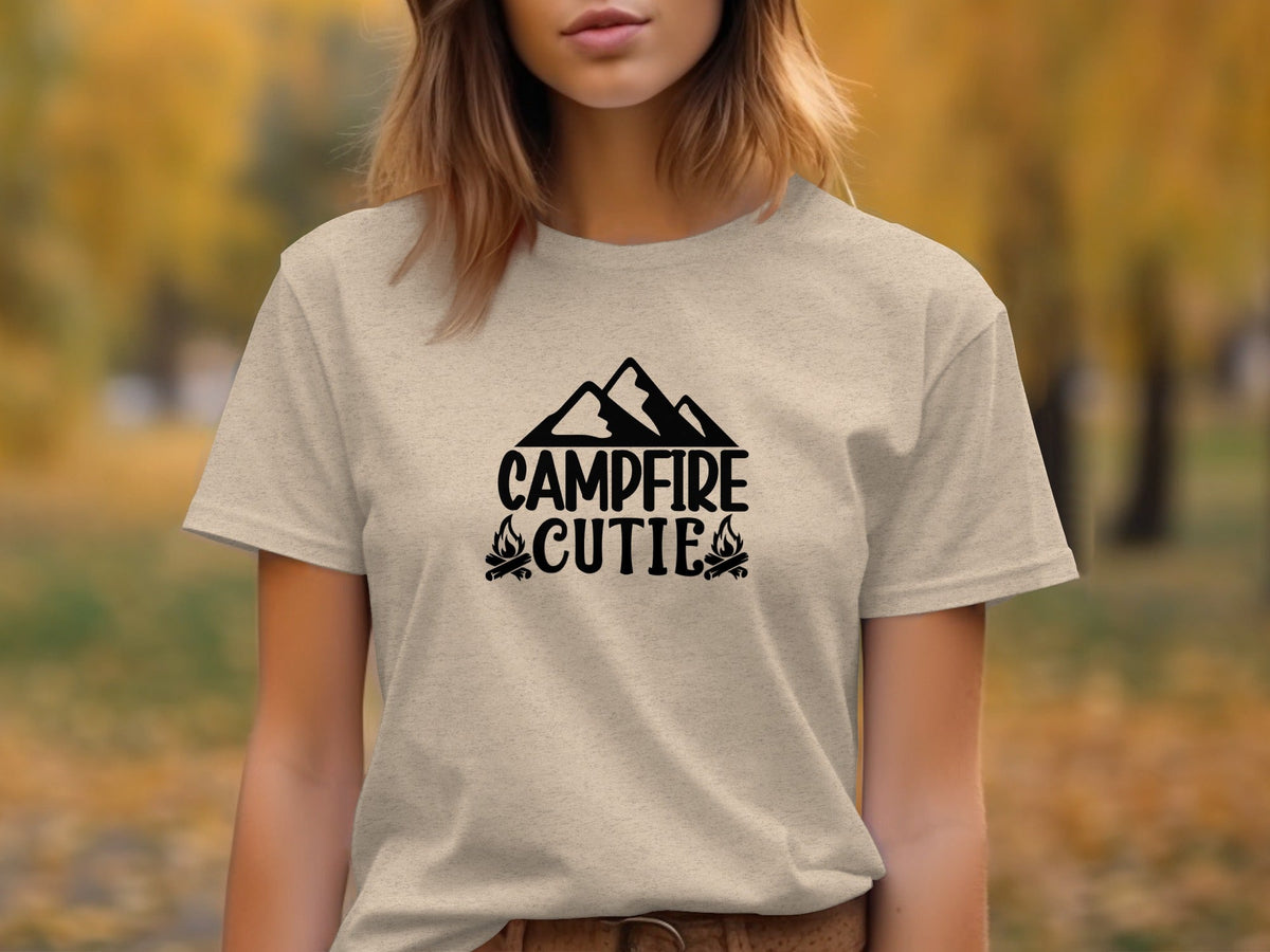 Campfire Cutie With Mountain Silhouette Graphic T-Shirt