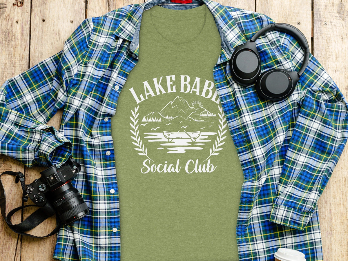 Lake Babe Social Club Mountains and Boat Graphic T-Shirt