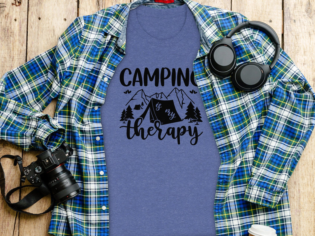 Camping Is My Therapy Mountain Design Graphic T-Shirt