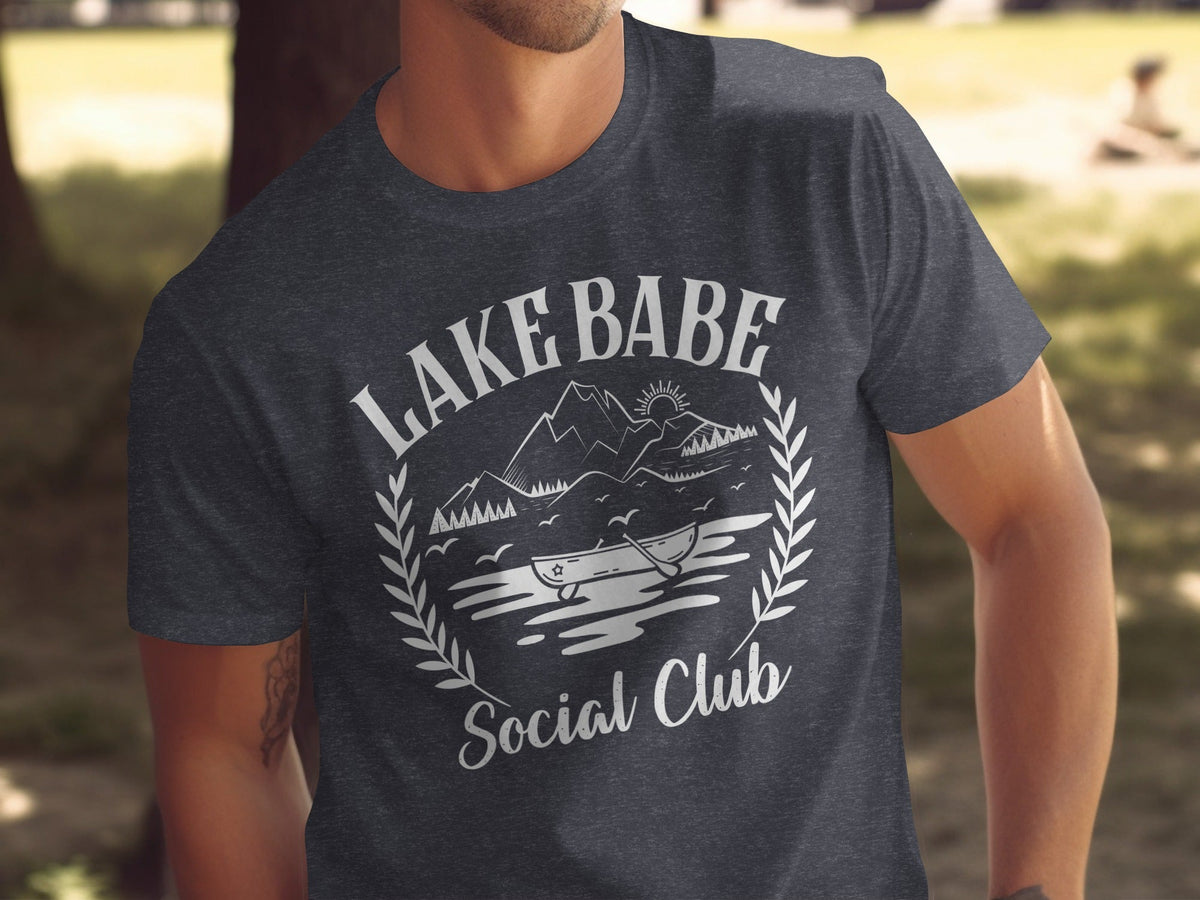 Lake Babe Social Club Mountains and Boat Graphic T-Shirt