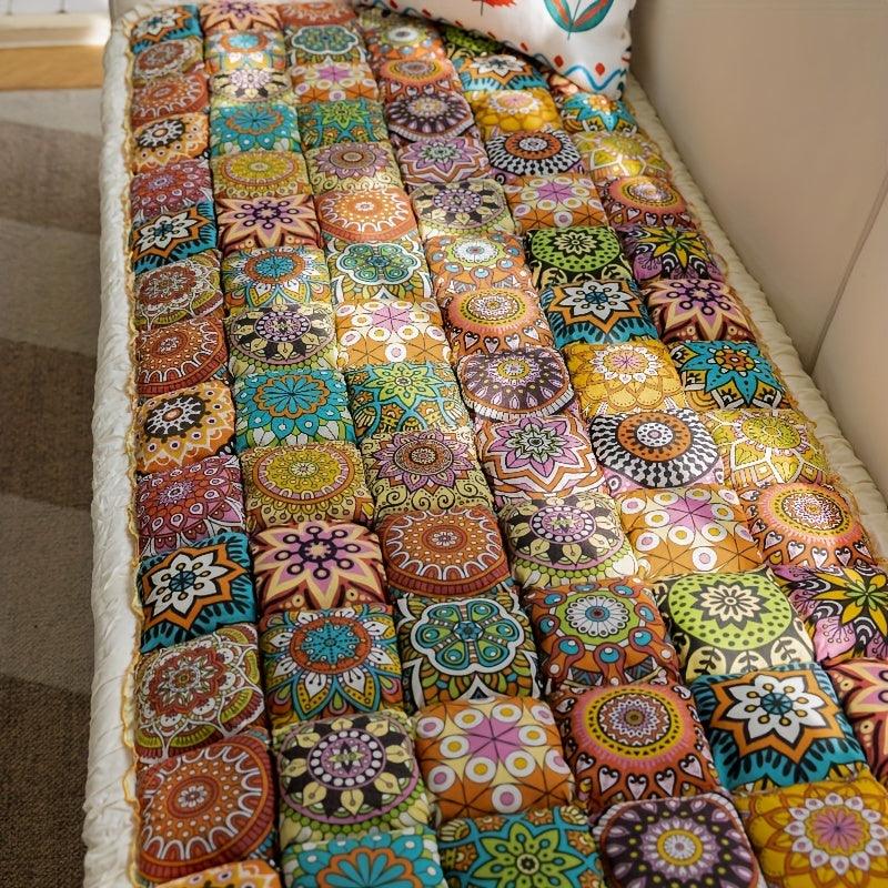 Bohemian Cushion Cover for Armless Sofa – Non-Slip, All-Season