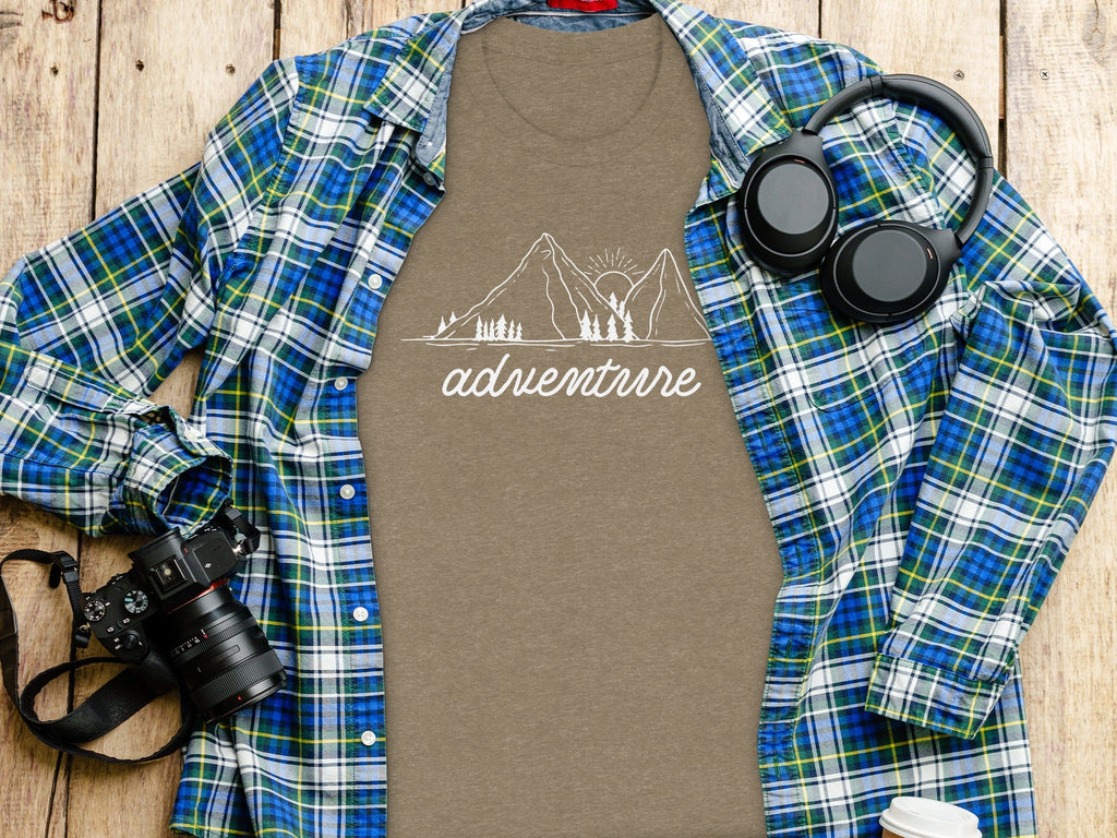 Adventure Awaits Mountains Graphic Tee Nature Lovers T-Shirt
