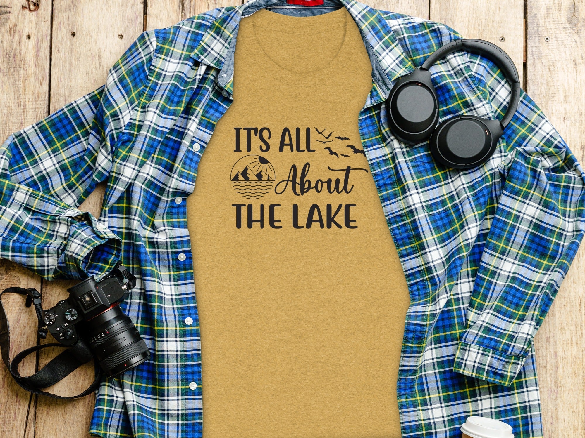 It's All About The Lake Mountain and Birds Graphic T-Shirt