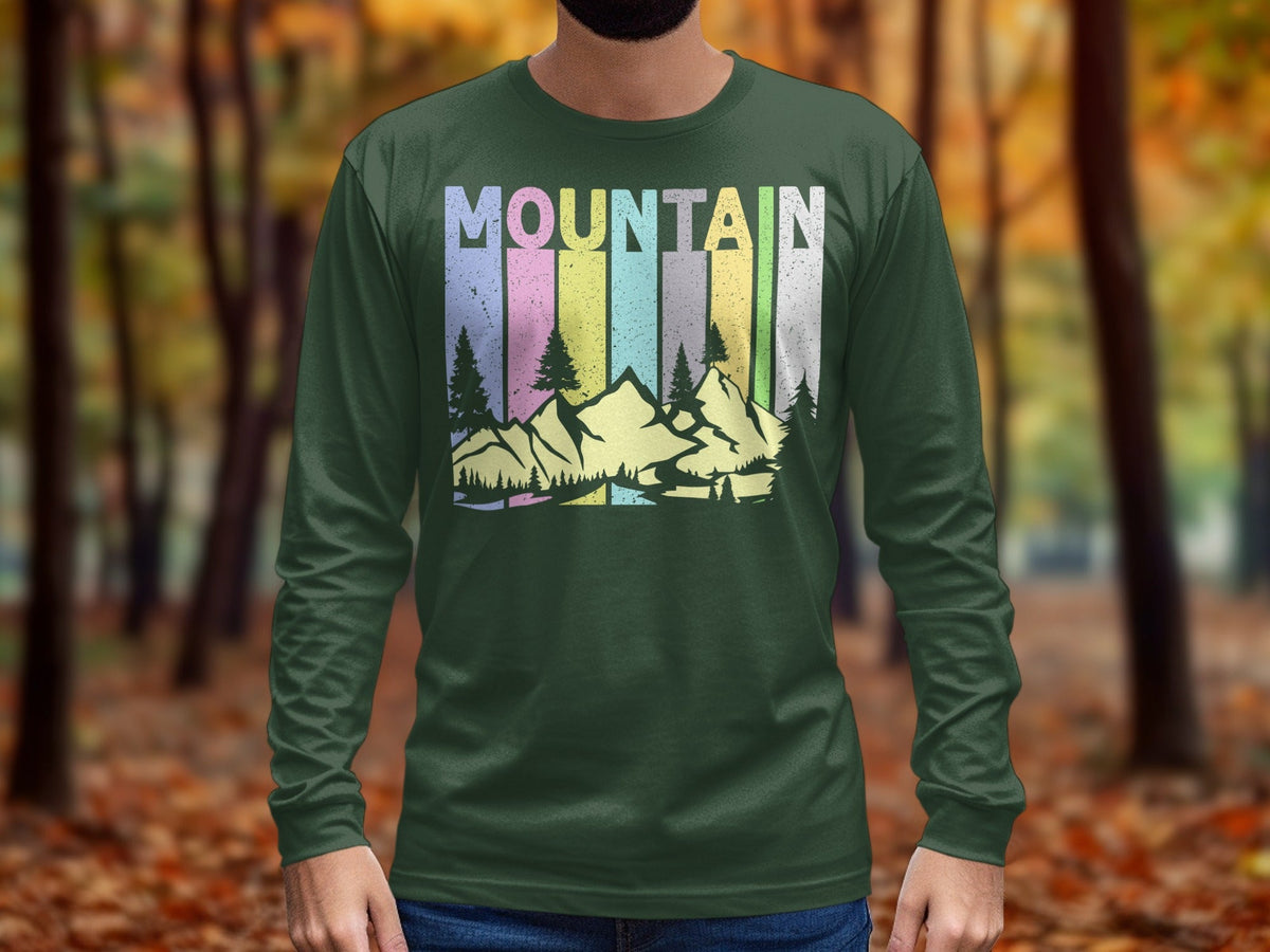 Colorful Mountain Scenery Graphic T-Shirt Long Sleeve T-Shirt