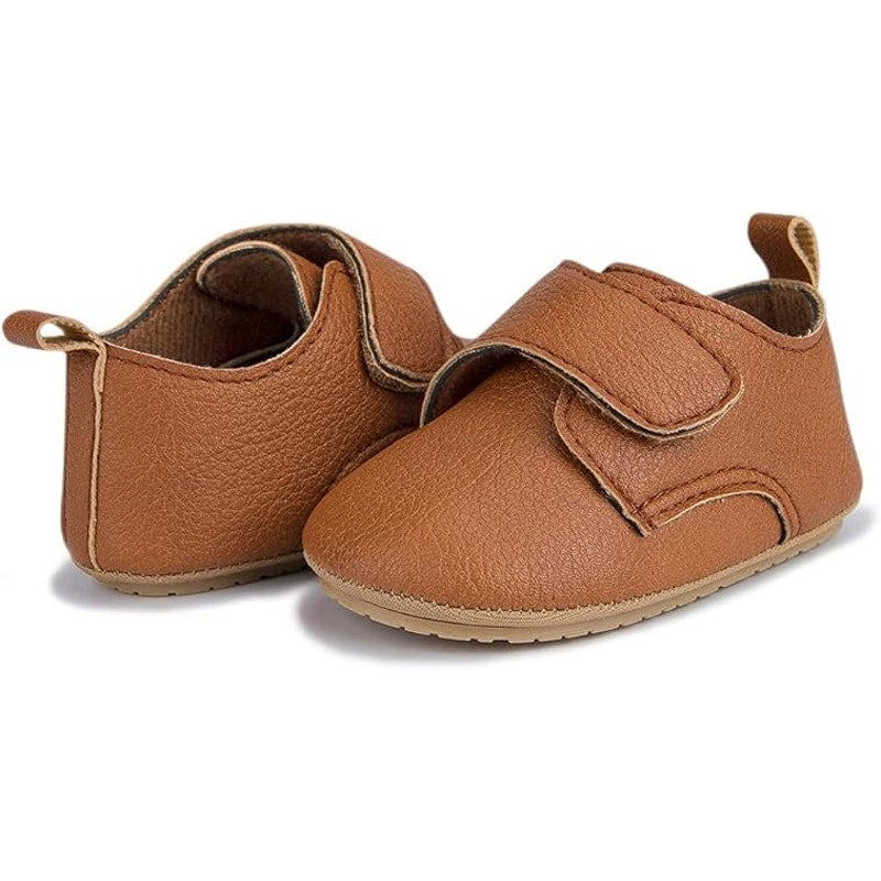 HsdsBebe Baby Boys 12-18 Months Brown Sneakers Hook & Loop Closure Oxford Shoes