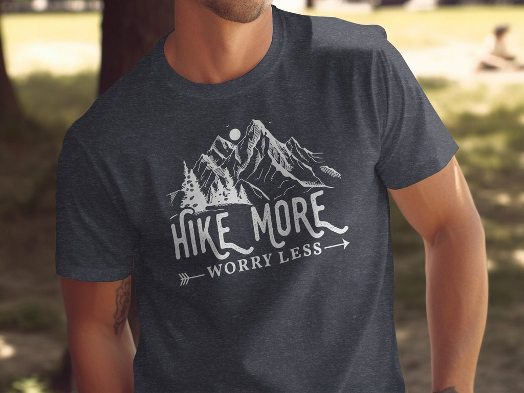 Hike More Worry Less Mountains Graphic Image T-Shirt