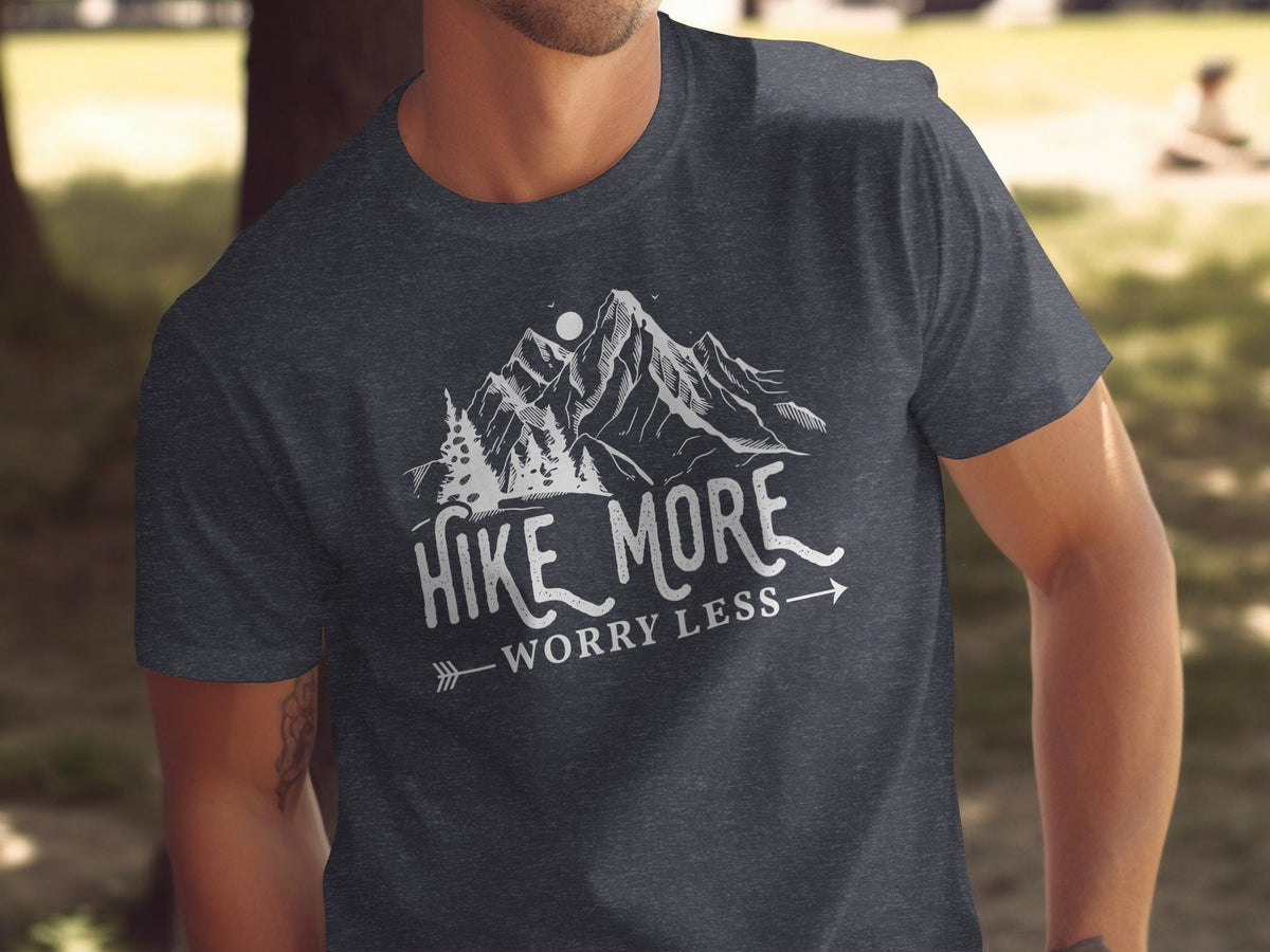 Hike More Worry Less Mountains Graphic Image T-Shirt