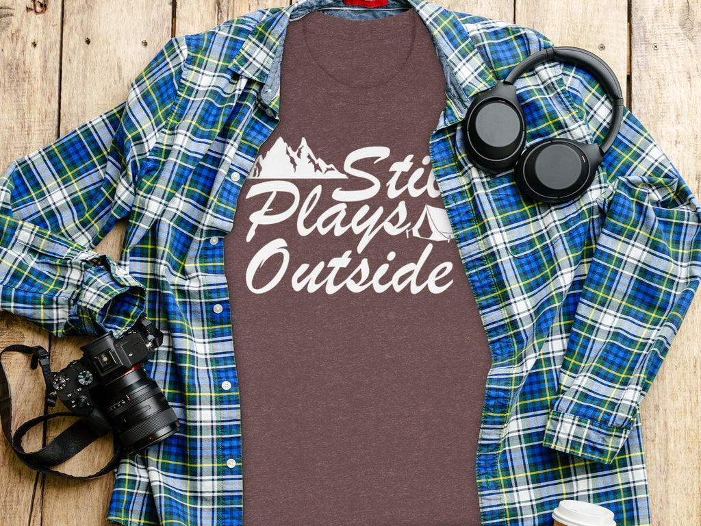 Still Plays Outside With Mountain Tent Graphic T-Shirt