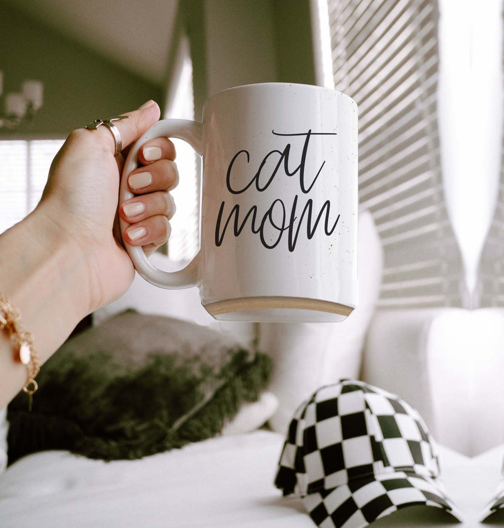 Cat Mom Mug 16oz Ceramic Coffee Cup Funny Cat Lover Gift Dishwasher Safe