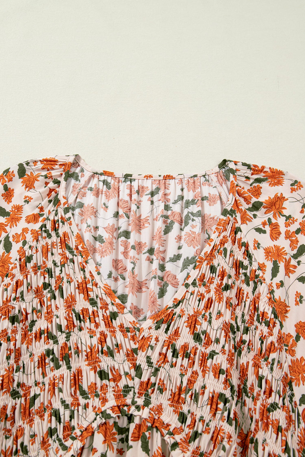 Plus Size Floral Long Sleeve V-Neck Babydoll Dress