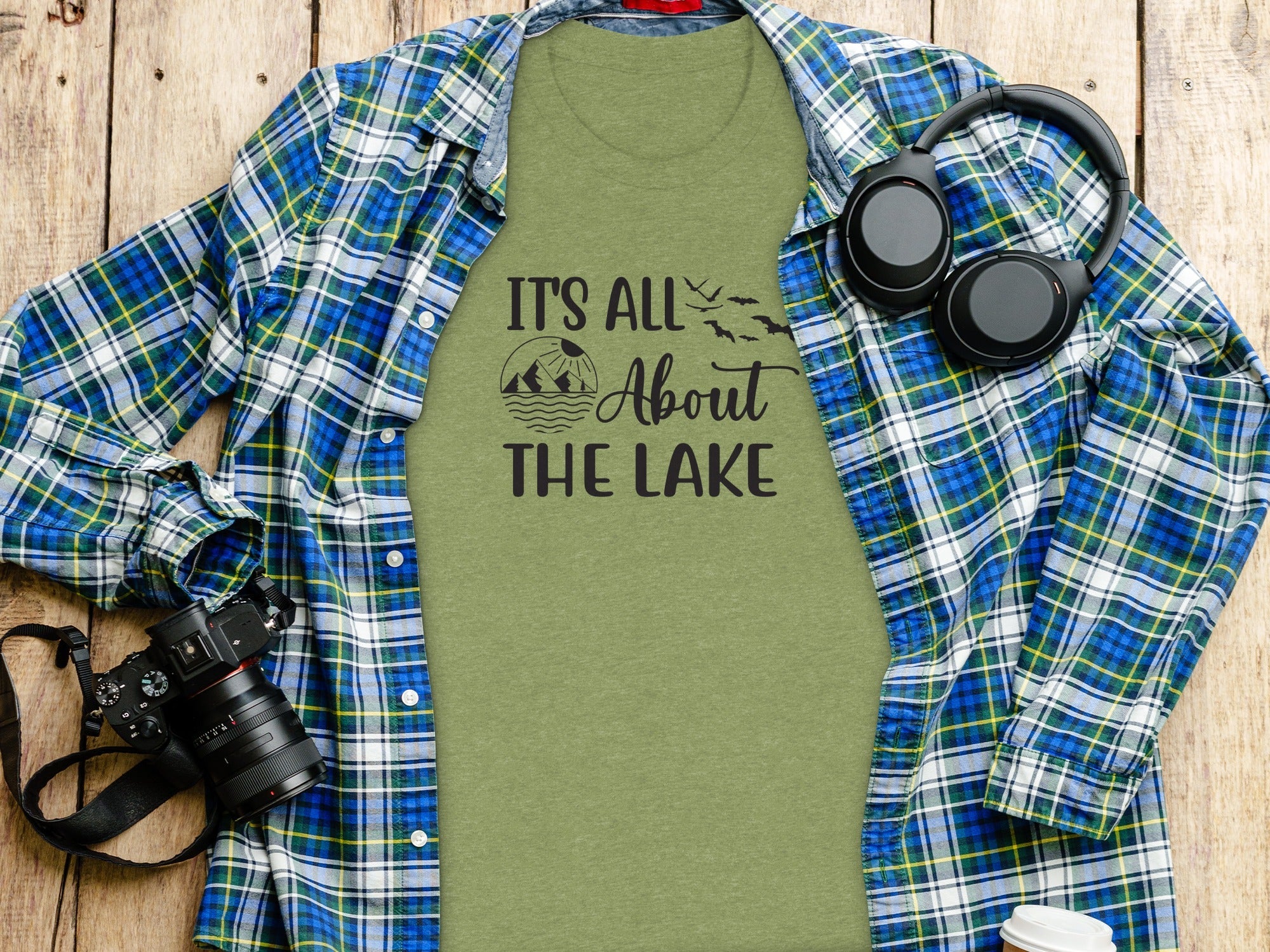 It's All About The Lake Mountain and Birds Graphic T-Shirt
