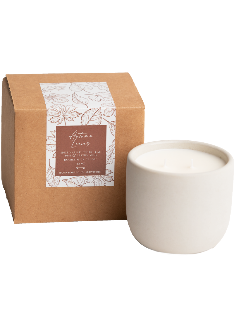 Autumn Leaves Cement Candle
