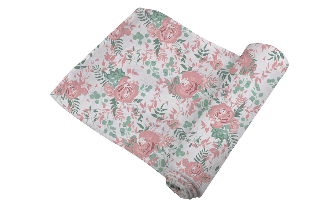 Cotton Muslin Swaddle Blanket 47 Inch Desert Rose Print