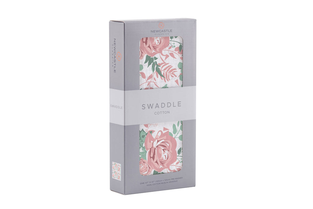 Cotton Muslin Swaddle Blanket 47 Inch Desert Rose Print