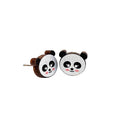 Cute Panda Stud Earrings For Girls Women Kids Silver Posts