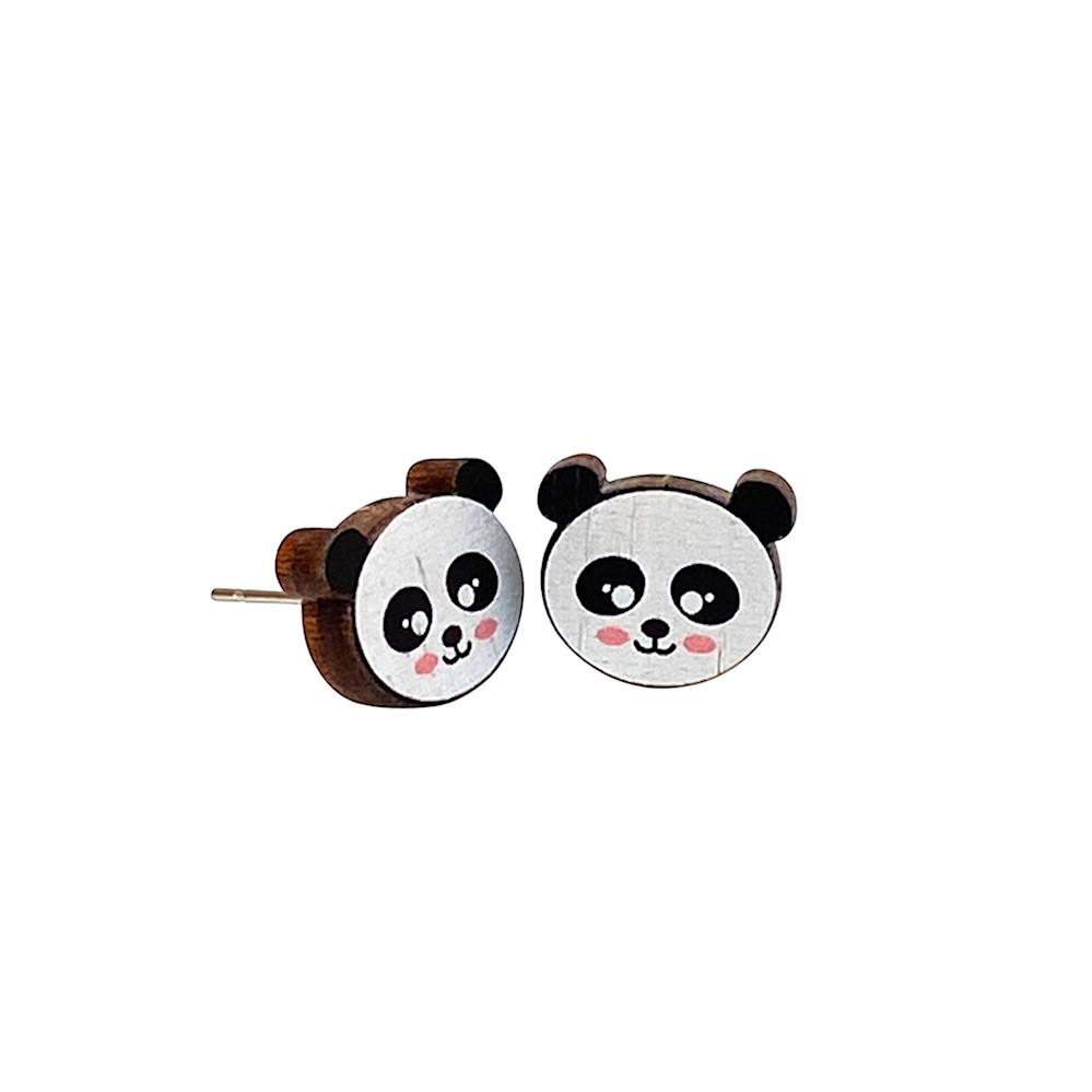 Cute Panda Stud Earrings For Girls Women Kids Silver Posts