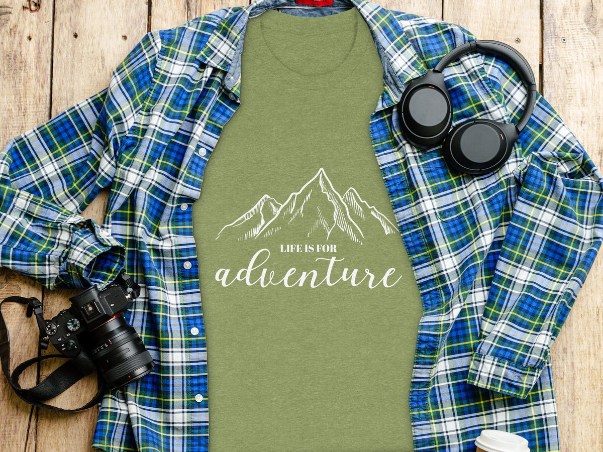 Life Is For Adventure Mountains Graphic Illustration T-Shirt