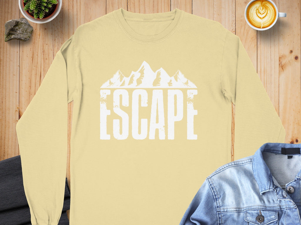 Escape to Nature with Mountain Graphic Art Long Sleeve T-Shirt
