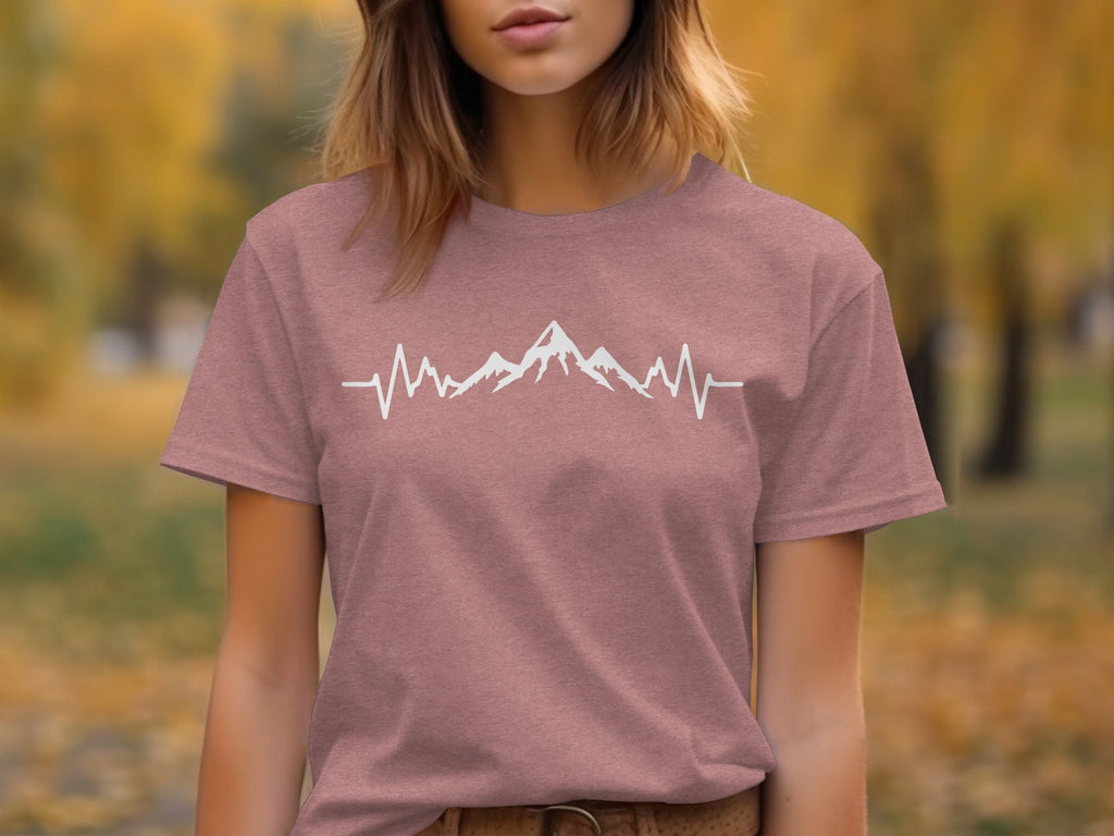 Mountain Heartbeat Line Illustration Graphic Design T-Shirt