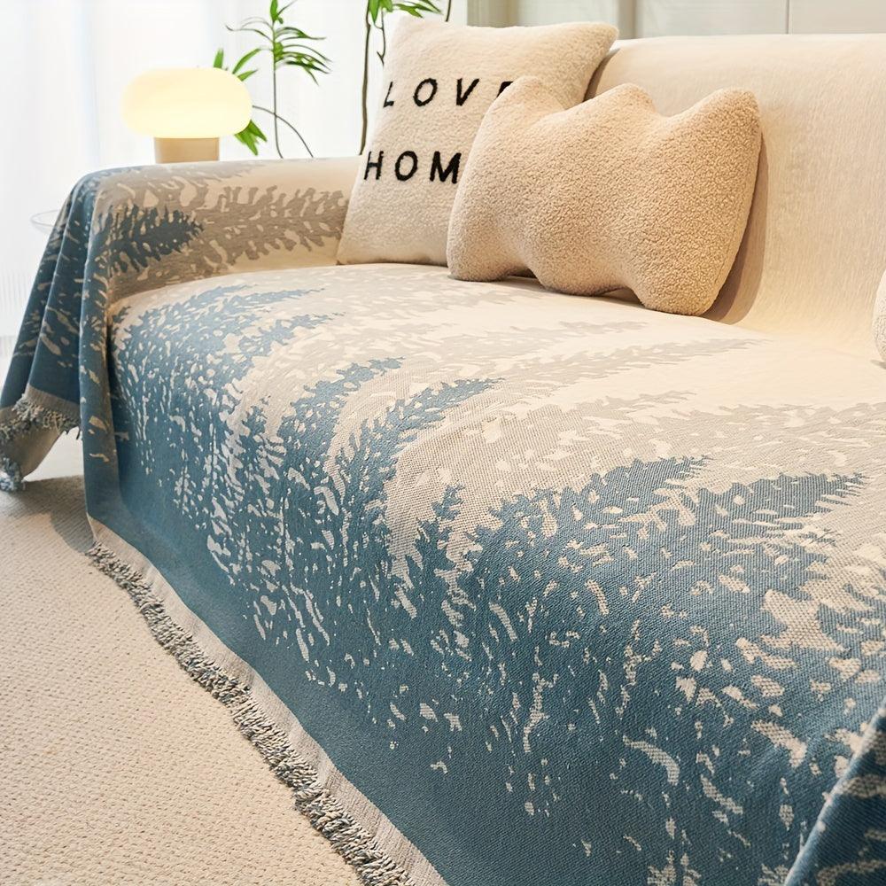 Large Sofa Cover with Contemporary Forest Design for Living Room