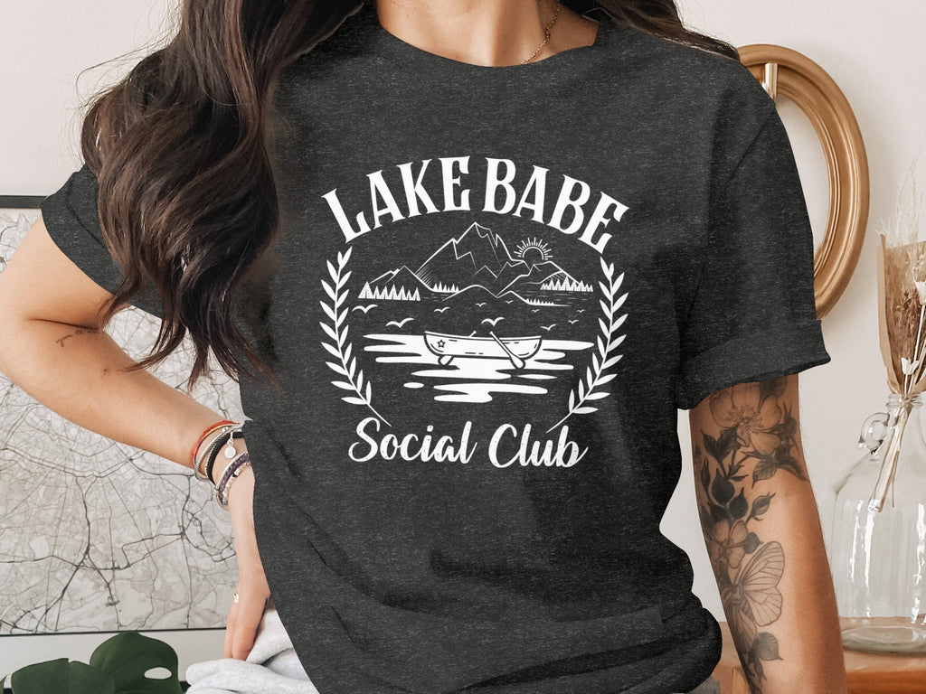 Lake Babe Social Club Mountains and Boat Graphic T-Shirt