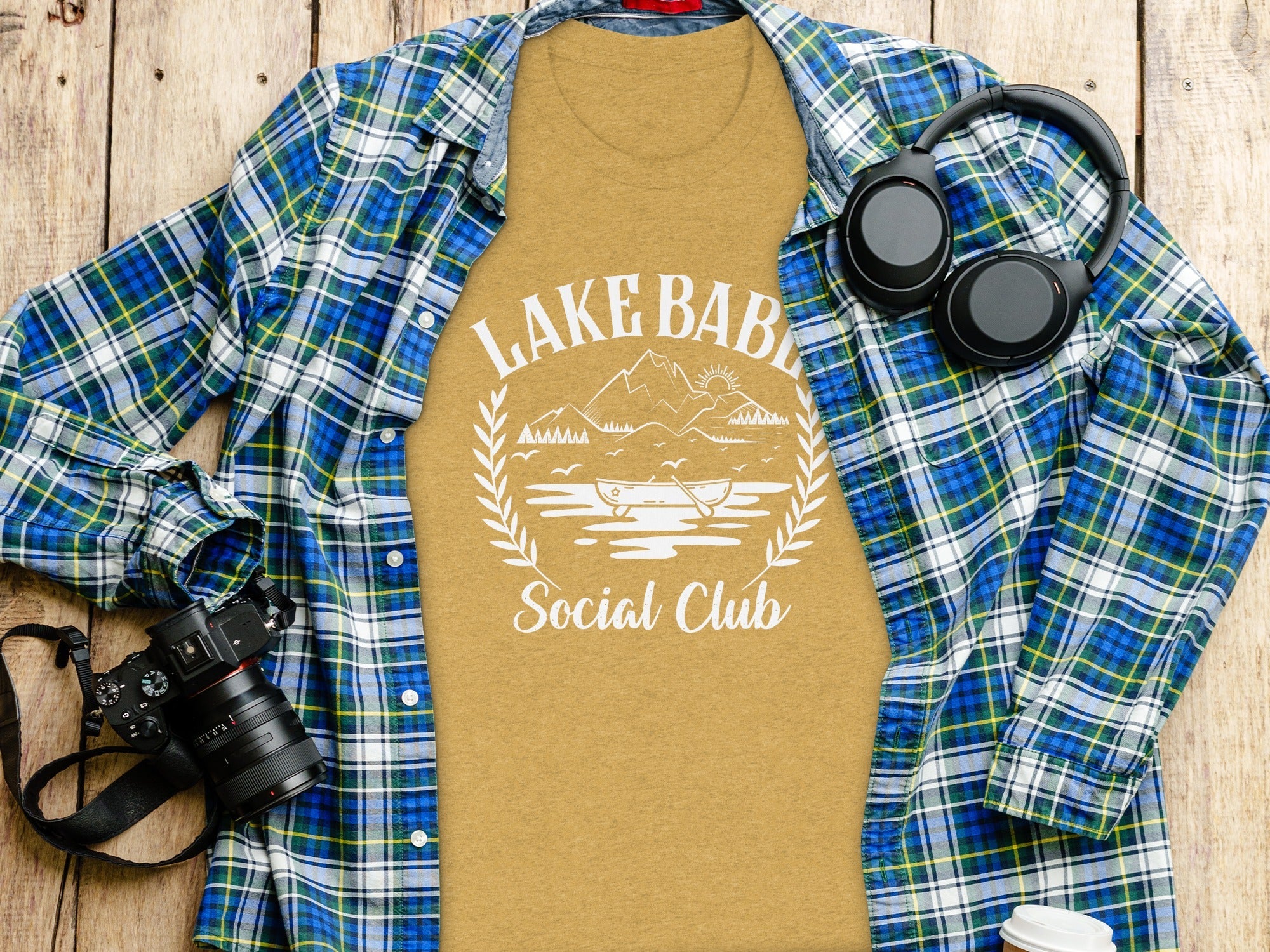 Lake Babe Social Club Mountains and Boat Graphic T-Shirt
