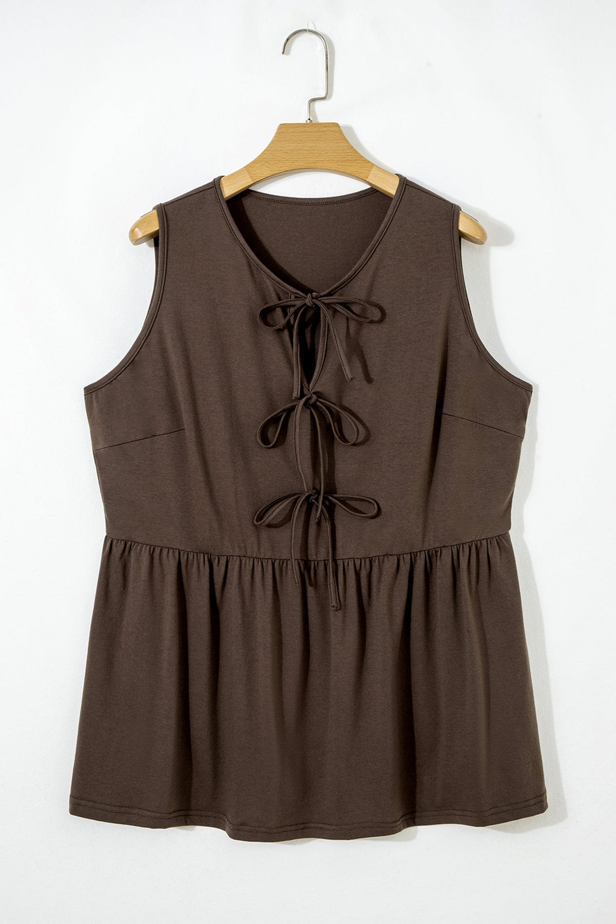Plus Size Solid Bow-Tie Peplum Tank Top