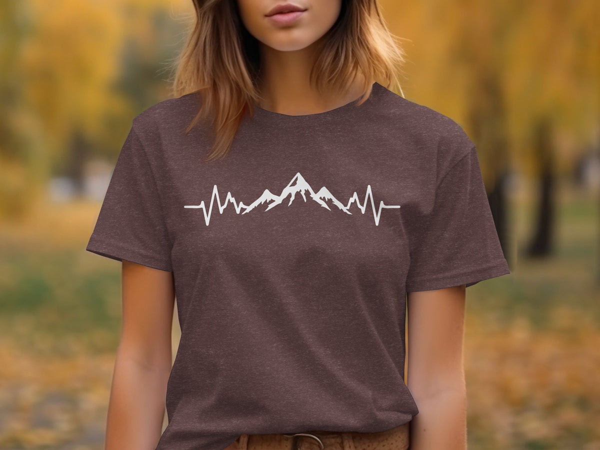 Mountain Heartbeat Line Illustration Graphic Design T-Shirt