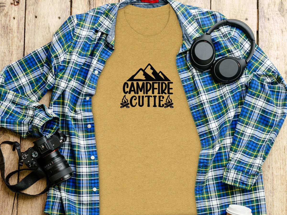 Campfire Cutie With Mountain Silhouette Graphic T-Shirt