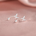 S999 Sterling Silver Butterfly Stud Earrings For Women, Minimalist Design, Screw Back Tragus Piercing, Dainty & Elegant Screw Fastening