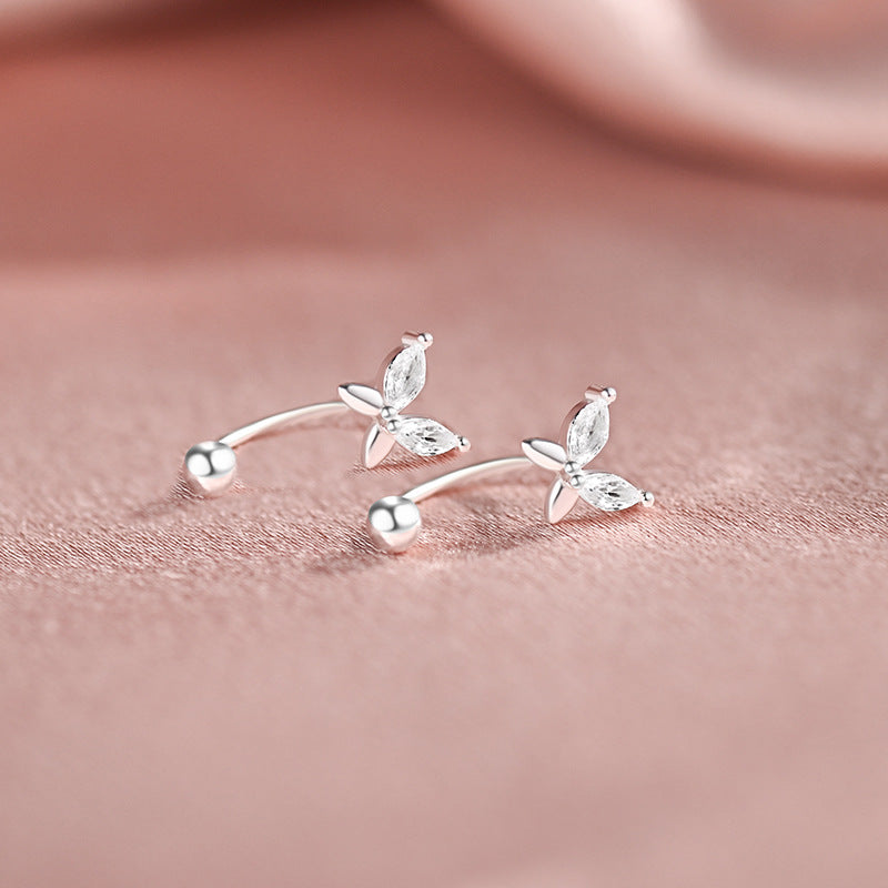 S999 Sterling Silver Butterfly Stud Earrings For Women, Minimalist Design, Screw Back Tragus Piercing, Dainty & Elegant Screw Fastening