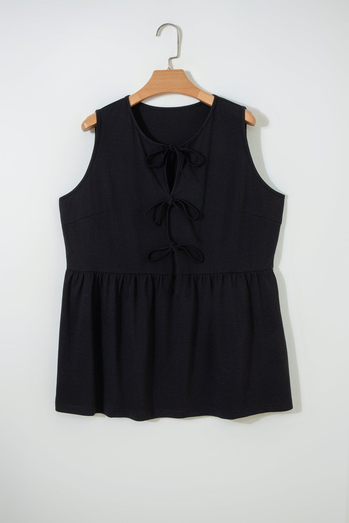 Plus Size Solid Bow-Tie Peplum Tank Top